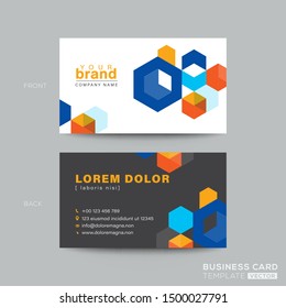 colorful business card design with isometric cube graphic background. Clean and modern name card design template. Youthful dynamic concept business card