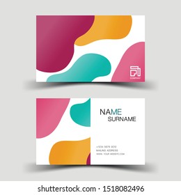 Colorful business card elements desing.  Front and back. On white background. 
