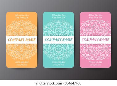 Colorful Business Card Template with Circular Decorative Geometric Pattern. Elements for design, vector illustration. EPS 10