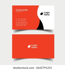 Colorful business card template with modern design for artists and content creators in an orange color combination