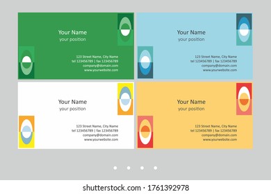 Colorful business card template. Timeless geometric style in four expressive color schemes – just add personal data.