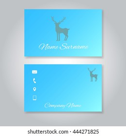 Colorful business cards with flat deer vector design template 