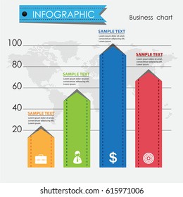 Colorful Business Chart  Infographic and Presentations Advertising Design Flat Style