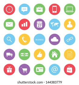 colorful business and ecommerce icons set