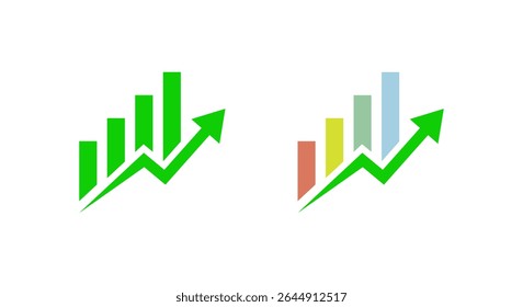 Colorful business growth bar chart icon. Success graph sign. Financial improvement diagram symbol
