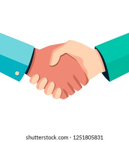 Colorful business handshake icon. Handshake of business partners. Business handshake illustration. Successful deal. Vector flat style icon isolated on white background