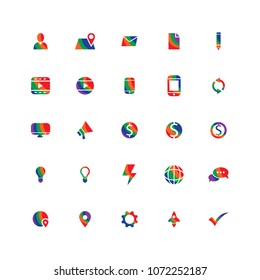 colorful business icon set, vector illustration