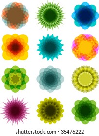 colorful business icon or web button ornamental set