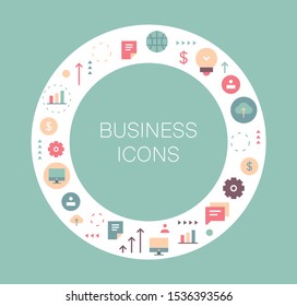 The colorful business icons in the circle.