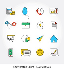 Colorful business icons. Modern icon set. Vector illustration. 