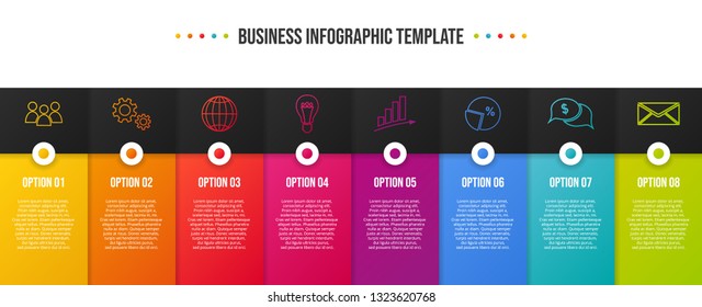 Colorful business infographic with icons. Vector