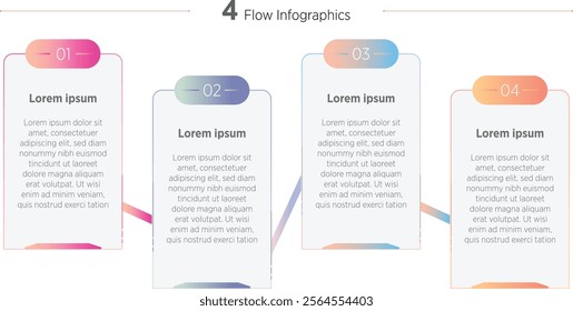 Colorful Business infographic template. 4 Step timeline journey. Process diagram, 4 options on white background, Infographics elements vector illustration.
