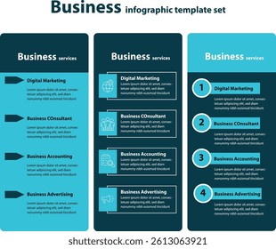 Colorful Business infographic template set for presentation and report writing