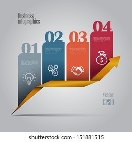 Colorful business infographics with 4 steps. Vector editable file.