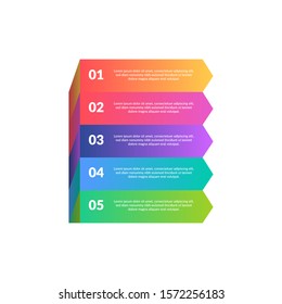 Colorful Business Infographics banners set. Modern template with 5 option or step. Can be used for education, brochures, flyers, workflow layout, diagram, number options, step up options, presentation