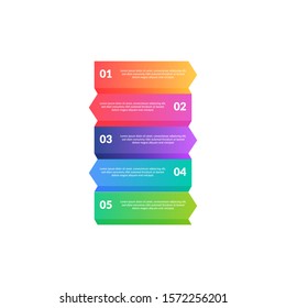 Colorful Business Infographics banners set. Modern template with 5 option or step. Can be used for education, brochures, flyers, workflow layout, diagram, number options, step up options, presentation