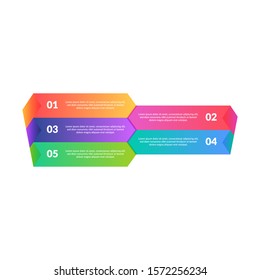 Colorful Business Infographics banners set. Modern template with 5 option or step. Can be used for education, brochures, flyers, workflow layout, diagram, number options, step up options, presentation