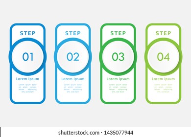 Colorful business infographics. Circle timeline with 4 steps, labels, options. Vector iInfographic template for business, presentations, web design.- Vector
