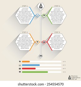 colorful business infographics on a beige background