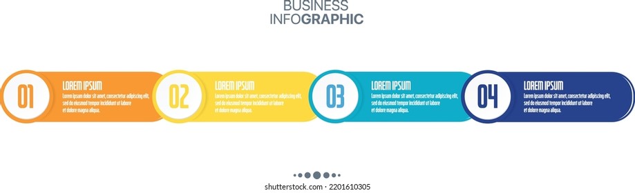 Colorful business infographics. Rectangle timeline with 4 steps, labels, options. Vector infographic template for business, presentations, and web design 2