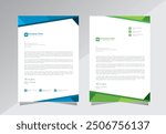 Colorful business letterhead template design. creative letterhead template design with blue and green color. A4 letterhead template design. modern letterhead design template. Vector eps 10