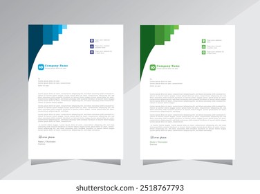 Colorful business letterhead template design. letterhead template design with blue and green color. A4 letterhead template design. modern letterhead design template. Vector eps 10