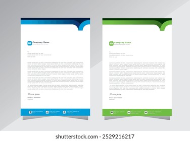 Colorful business letterhead template design. creative letterhead template design with blue and green color. A4 letterhead template design. modern letterhead design template. Vector eps 10