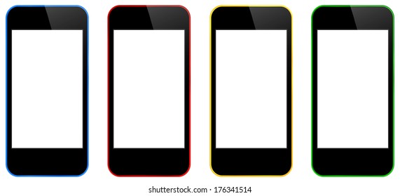 Colorful Business Mobile Phones In iPhone Style Isolated On White Background