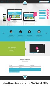 Colorful Business One page website design template. Vector 