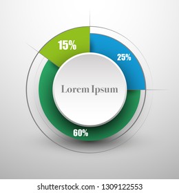 Gráfico circular comercial colorido para sus documentos, sitios web, informes, presentaciones e infografía