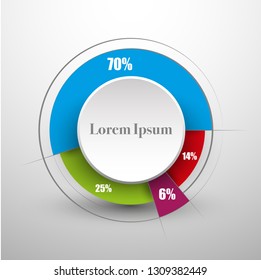 Colorful business pie chart for your documents, apps, web sites, reports, presentations and infographic