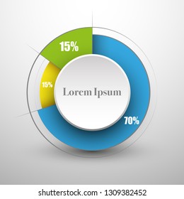 Colorful business pie chart for your documents, apps, web sites, reports, presentations and infographic