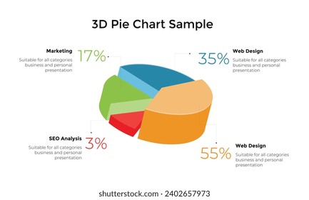 Colorful business pie chart for Your documents, reports, presentations and infographic. Material design