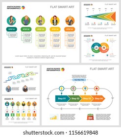Colorful business planning infographic charts set. Business design elements for presentation slide templates. Management concept can be used for annual report, flyer layout and banner design.