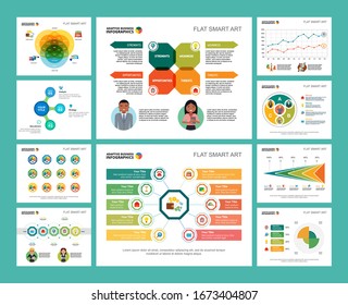 Colorful business planning infographic charts set. Business design elements for presentation slide templates. Management concept can be used for annual report, flyer layout and banner design.