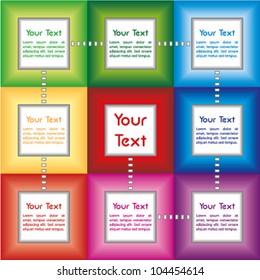 Colorful business presentation with connected fields for Your custom text