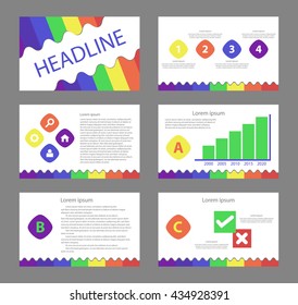 colorful business presentation template set and icon 