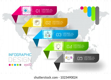 Colorful business rectangle labels shape infographic horizontal bar.