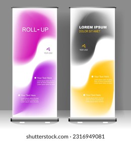 Colorful Business Roll up banner stand template design, for brochure, business, flyer, infographics. modern x-banner and flag-banner advertising. vector illustration