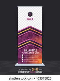 Colorful Business Roll-Up Banner Design, Low Poly Style Background