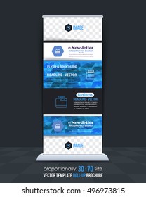 Colorful Business Roll-Up Banner Design, Low Poly Style Background