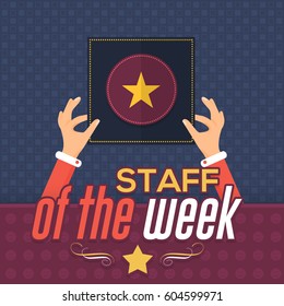 Colorful Business Slogans and Motivation Quote Text, Staff of The Week Concept Flat Style Illustration