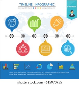 Colorful Business Timeline  Infographic and Presentations Advertising Design Flat Style