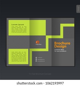 Colorful business tri-fold brochure template, cover design, flyer - Vector Illustration