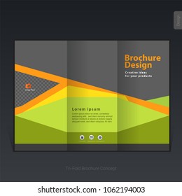 Colorful business tri-fold brochure template, cover design, flyer - Vector Illustration