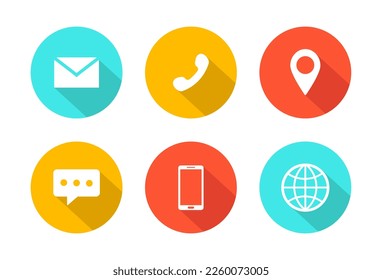 Colorful Business Web Modern Shadow Vector Icon Set