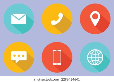 Colorful Business Web Modern Shadow Vector Icon Set editable Free Vector Image