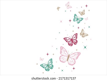 Colorful Buterfly Vector Hand Drawn Design