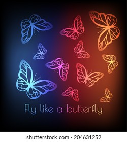 Colorful butterflies background. Vector eps10