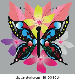 colorful butterflies and beautiful flowers